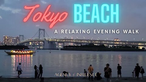 Tokyo Beach Evening Walk | Odaiba Beach | Relaxing (Real Audio)