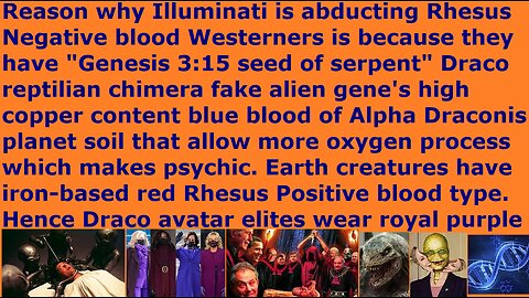 Illuminati abducting Rhesus Negative blood Westerners because Draco reptilian gene high copper blood