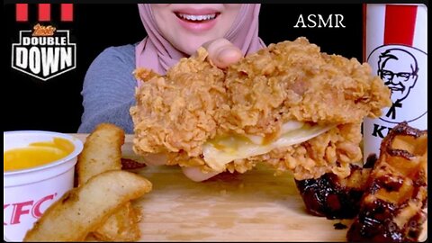 ASMR | KFC DOUBLE DOWN + FRIED WAFFLE CHOCOLATE STICKS | Eating Sounds | No Talking
