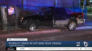 Downtown pursuit ends in hit-and-run crash