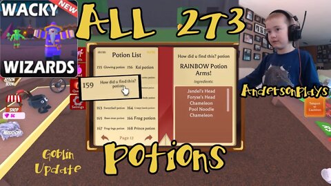 AndersonPlays Roblox Wacky Wizards All Potions - All 273 Potions Book Recipes - Goblin Update