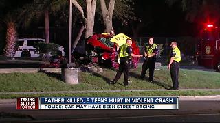 Father killed, 5 teens hurt in violent crash