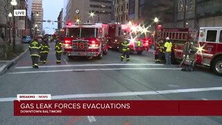 Gas leak causes street closures, building evacuations in downtown Baltimore