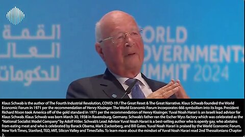 Klaus Schwab | Hydrogels In COVID Vaccines As Programmable Human Interface | "We Have to Be Prepared for a World Where We See a Fusion of Our Physical, Our Digital & Our Biological Dimensions." - Klaus Schwab (World Governments Summit 2024)