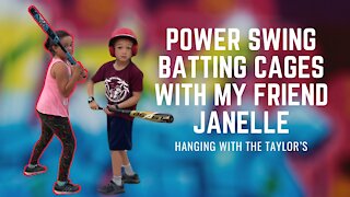 Power swing batting cages with my friend Janelle | Kids fun video