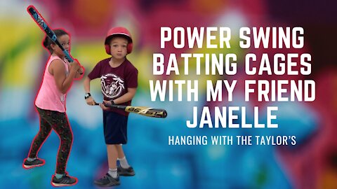 Power swing batting cages with my friend Janelle | Kids fun video