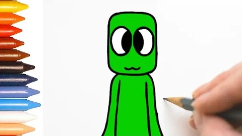 SIMPLES FACIL] como desenhar o personagem do RAINBOW FRIENDS desenho do  ROBlOX verde 