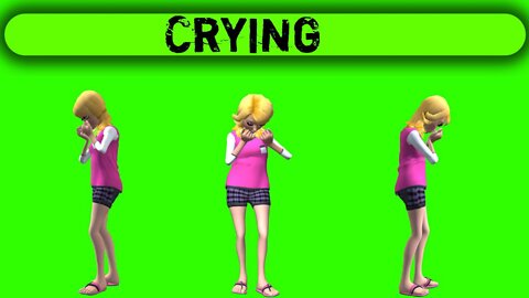 Girl crying green screen video |