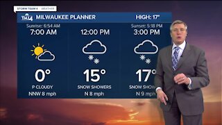 Flurries by noon and light snow by mid afternoon Thursday