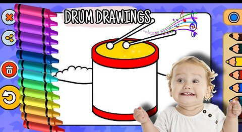 How to draw a DRUM DRAWINGS| easy step by step colouring drum draw| kids toy drawing