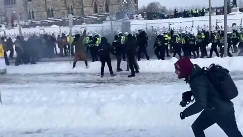 CANADIANS BEING GASSED BY POLICE FOR PEACEFUL PROTEST