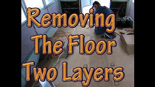 BUS Conversion to RV Life, removing floor layers.