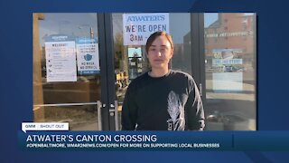 Atwater's Canton Crossing says "We're Open Baltimore!"