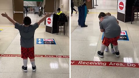 Big brother emotional reunited with his little sister after week apart