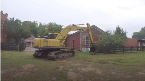 Building demolition in downtown Gay, Georgia
