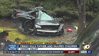 Dad killed, 2 children hurt after crash splits car in half