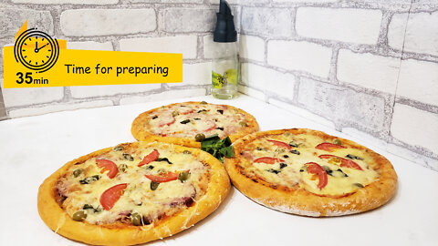 Delicious, crispy pizza on tomato dough! 🍕