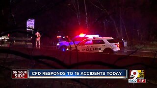 CPD responds to 15 crashes on rain-slick roads