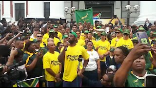 UPDATE 1 - Springboks' victory tour bus arrives in Langa Township, Cape Town (zhv)