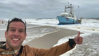 Shipwreck Island Beach State Park, Heavy Wind/Tides move vessel closer to dunes