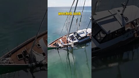 We boarded a wrecked and sunk yacht just like real pirates #yacht #abandoned #pirates