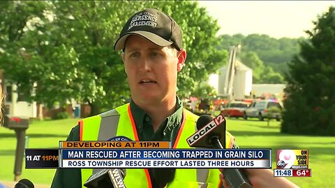 Man rescued safely from grain silo