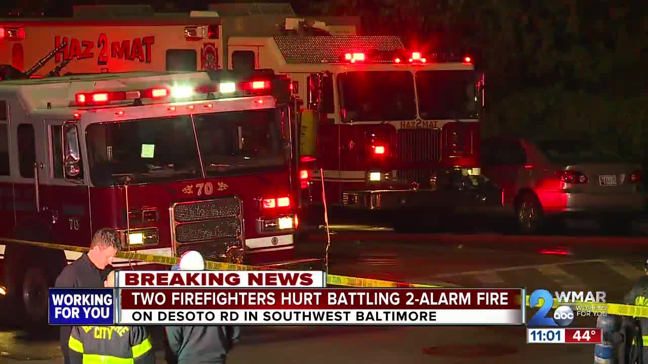 Firefighters injured after battling a 2-alarm fire in Southwest Baltimore