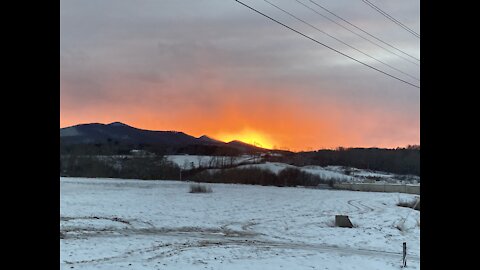 Beautiful Snowy Christmas Day Sunset