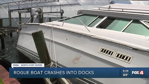Rogue boat washes into Fort Myers yard after Idalia