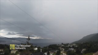 Rain and clouds slowly move across Newfoundland horizon