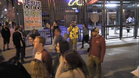 Street Preaching - Colorado Rockies Game - Downtown Denver - Kerrigan Skelly of PinPoint Evangelism