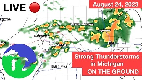 LIVE STORM CHASE SOUTHERN MICHIGAN- Strong Thunderstorms -Great Lakes Weather