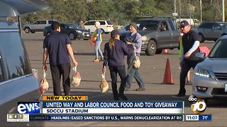 United Way and Labor Council give away toys and food