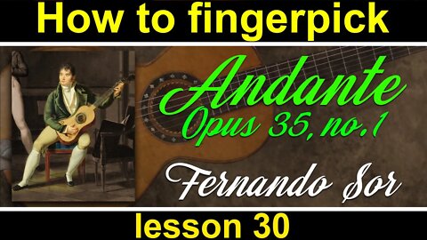 Finger style guitar lesson 30 - Andante by Fernando Sor (opus 35, no. 1)