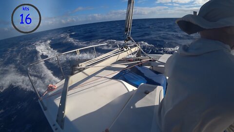 Literally skimming across Mamala Bay, Hawaii in one of Ian Farrier's incredible multihull designs