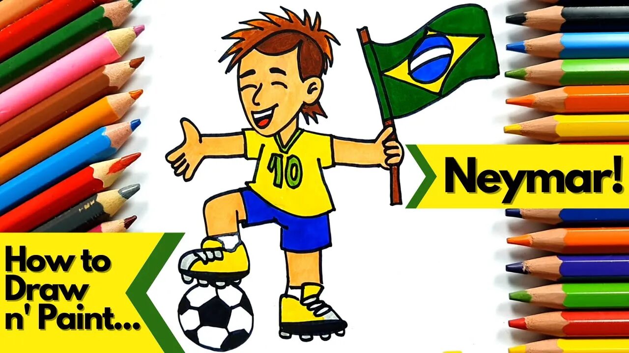 How to draw Neymar Jr Digital Drawing with Pencil Color | Easy Drawing |  for Football Fans | By Asad Afridi ArtsFacebook