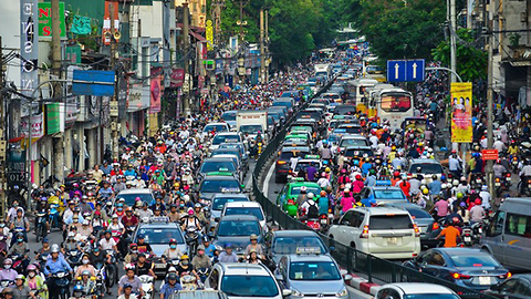 TERRIBLE Traffic Congestion At 7:30pm In Vietnam!!