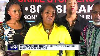 Woman shot during Detroit fireworks pleads for justice