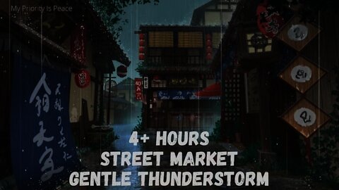 4+ Hours of a Thunderstorm Rolling Through an Empty Street Market | No Ads | Sleep | Real Sounds