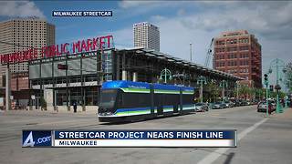 Milwaukee streetcar near finish line