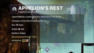 Destiny 2, Legend Lost Sector, Aphelion's Rest on the Dreaming City 10-31-21