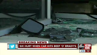 Car jumps curb, crashes into Beef 'O' Brady's in Spring Hill, injuring six