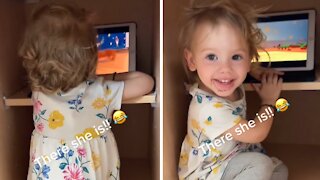 Toddler Hides In Kitchen Cabinet To Watch Movie