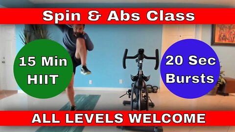 Spin Class - 15 Minute HIIT Workout #5 PLUS Ab Routine