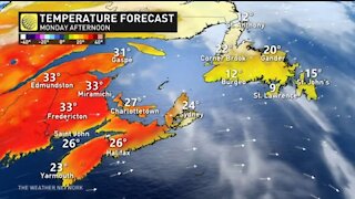 Extreme heat and severe weather threat moves eastward into Atlantic Canada