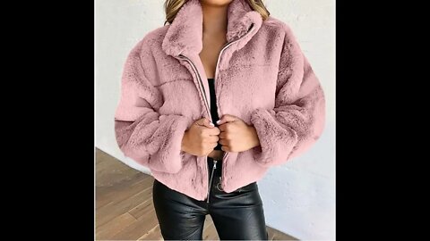 Winter Women Hoodie Warm Long Sleeve Fleece Jackets Crop Tops Zip Up with Pockets