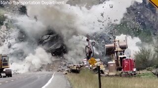 WATCH: Boulder from Riggins landslide blown up