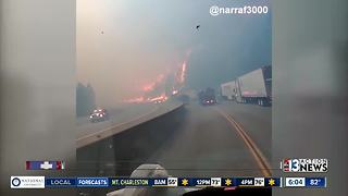 Woman panics when fire shuts down I-15