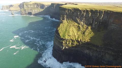 Breathtaking aerial footage of World Famous Cliffs of Moher