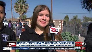 Stockdale High School students volunteer at community garden in preparation for The Blessing Corner ministries' free Thanksgiving meal